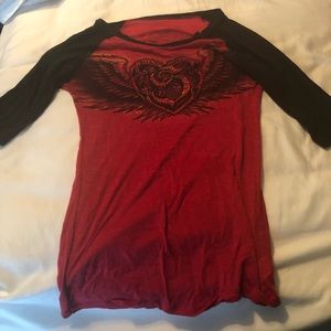 Sinful baseball sleeve t-shirt